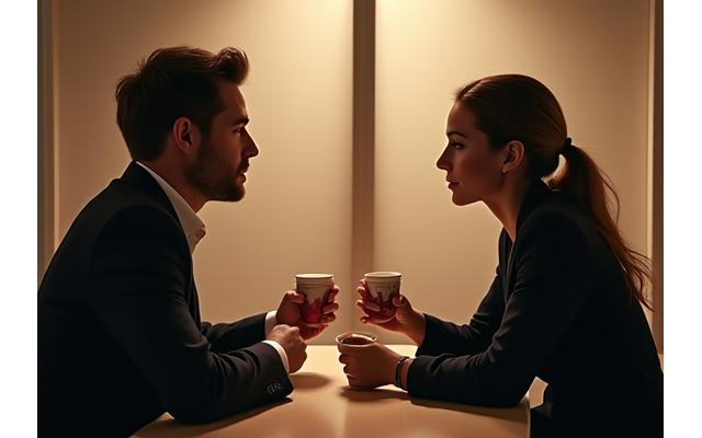 Two business professionals shaking hands in a discreet, modern office setting, emphasizing confidentiality